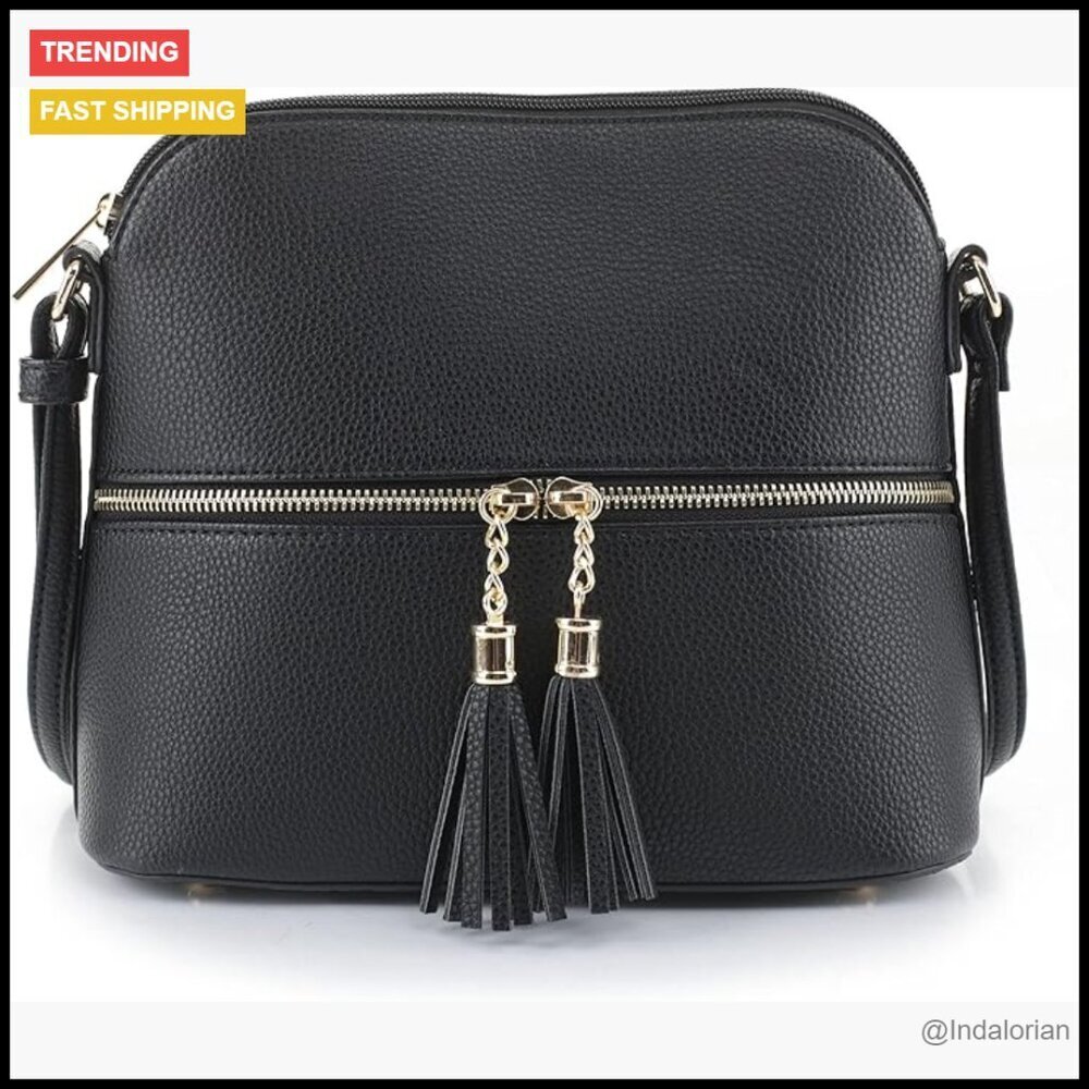 Lightweight Dome Crossbody Bag with Tassel Adjustable Strap Chic Minimal